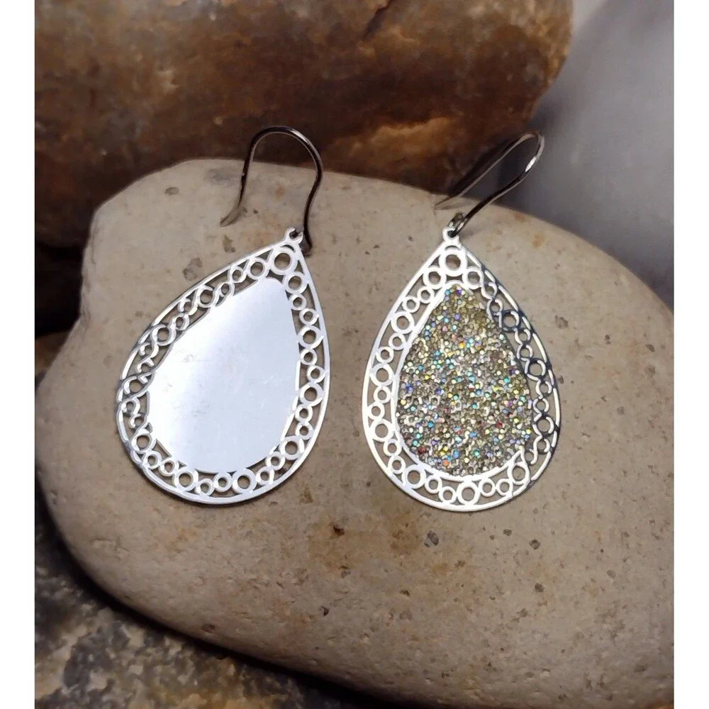 Sterling Silver 925 Sparkle Enamel Dangle Earrings